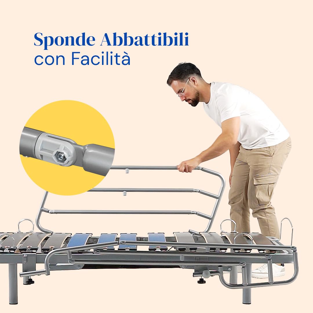 Geriafy - Sponde letto anziani | Molto resistenti e facili da installare | Anti-intrappolamento delle mani (set di 2 ringhiere)