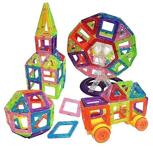 86 Pcs Mag-Magic DIY Magnetic Designer Construction Set Model and Building Toy Plastic Magnetic Blocks Educational Toys for Kids
