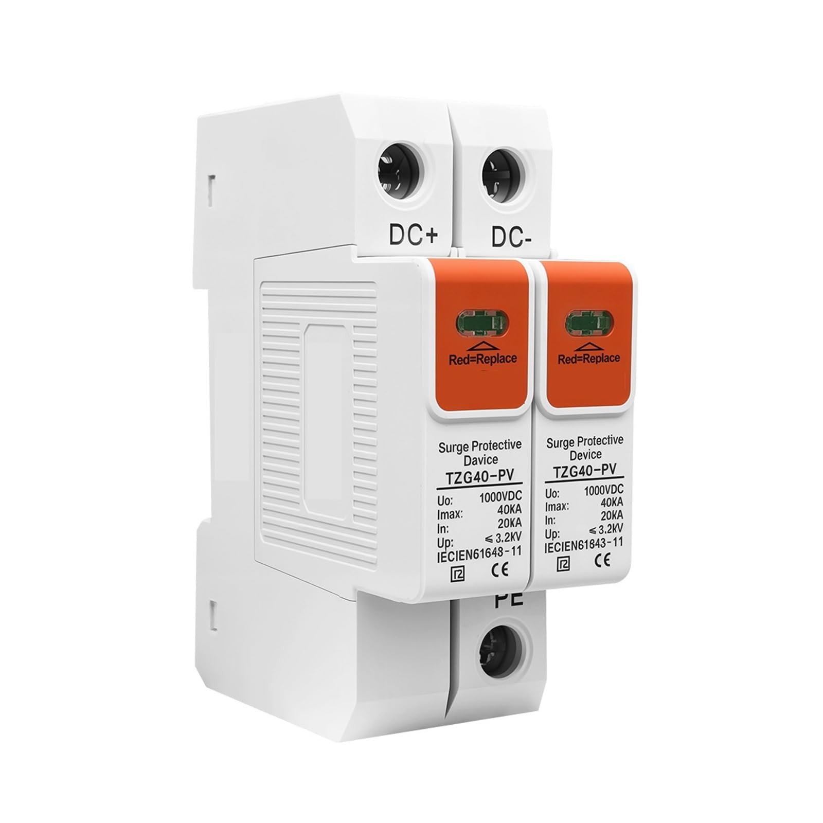SPD DC 500V 600V 800V 1000V 1200V 1500V 10-20kA 20-40kA dispositif de protection contre les surtensions domestique dispositif de protection contre les surtensions basse tension