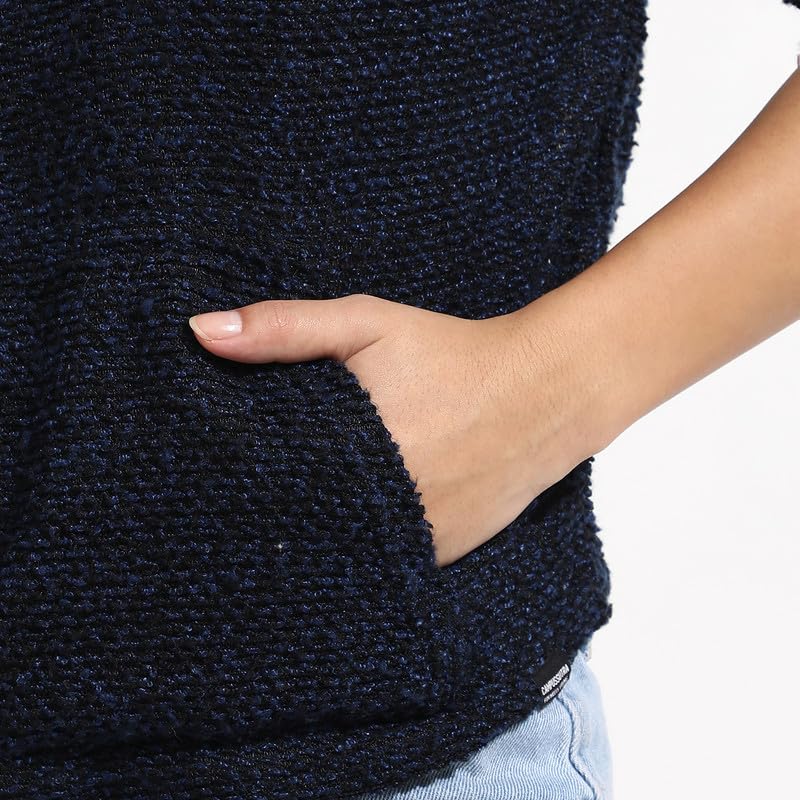 Image of PINACOLADA Women's Hoodie for Casual Wear | Hood Neck | Long Sleeve | Drawstring Closure | Cotton Sweatshirt Crafted with Comfort Fit for Everyday Wear | Navy Blue