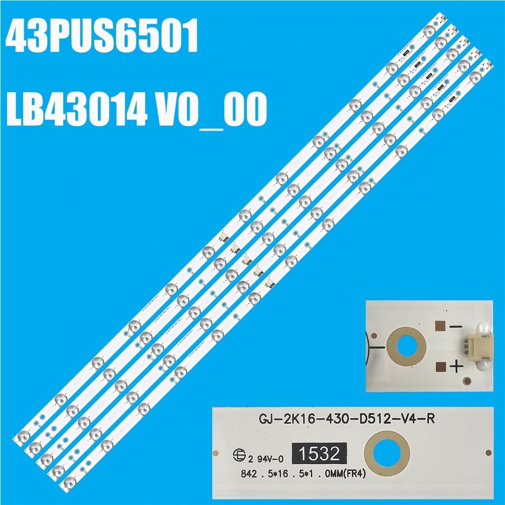 Striscia di retroilluminazione da 12 lampade Adatto a TV da 43" LB43014 V0_00 TPT430U3 EQLSJA.G 43PUS6501 43PUS6101 43PUS6201 43PUS7202 43PUH6101 pezzi di ricambio