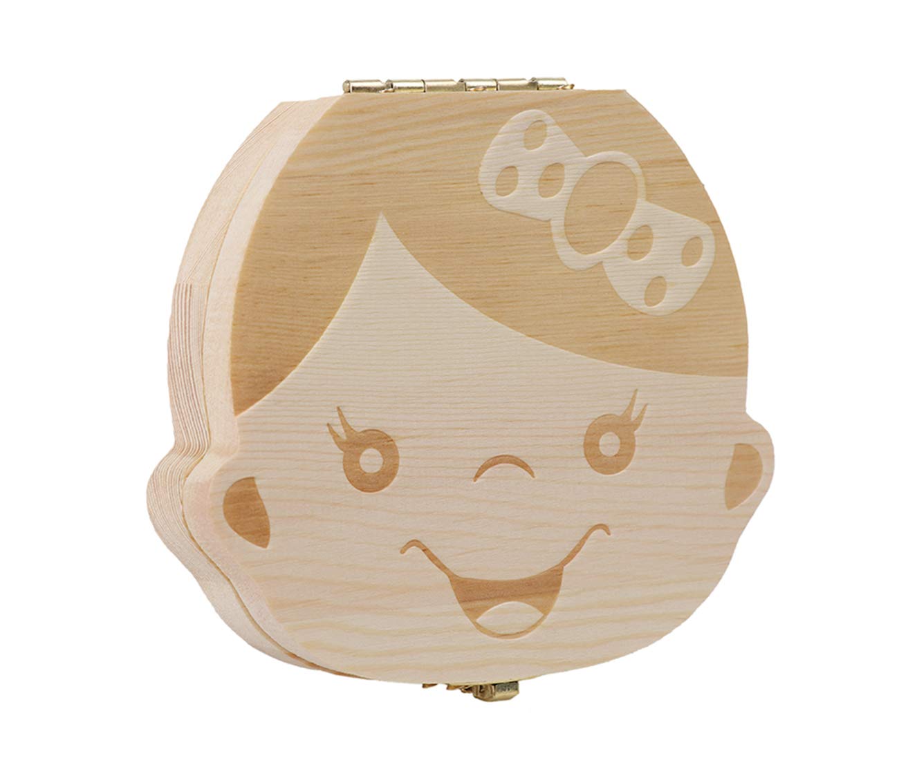 Caja para guardar dientes para niños, Regalo en madera de souvenir, Acumulación de dientes (Niña)