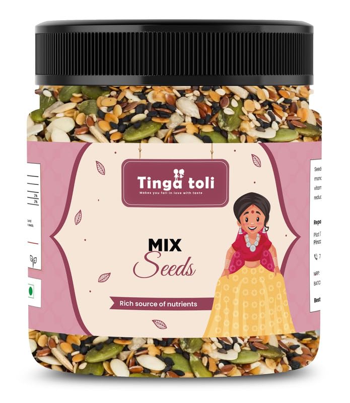 TINGA TOLI 5 in 1 Mix Seeds Pack of 1 of 250 Grams (Sunflower, Pumpkin, Flax, Chia & Sesame) Edible Diet Snacks [Jar Pack] (B0CC32SGZC) Amazon Price History, Amazon Price Tracker