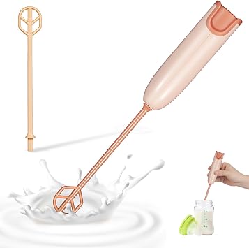Toyvian Handheld Electric Baby Formula Mixer - 2 Stirring Sticks, Ideal for Bottle, Protein Powder, Coffee - Portable for Travel, Office & Home Brown