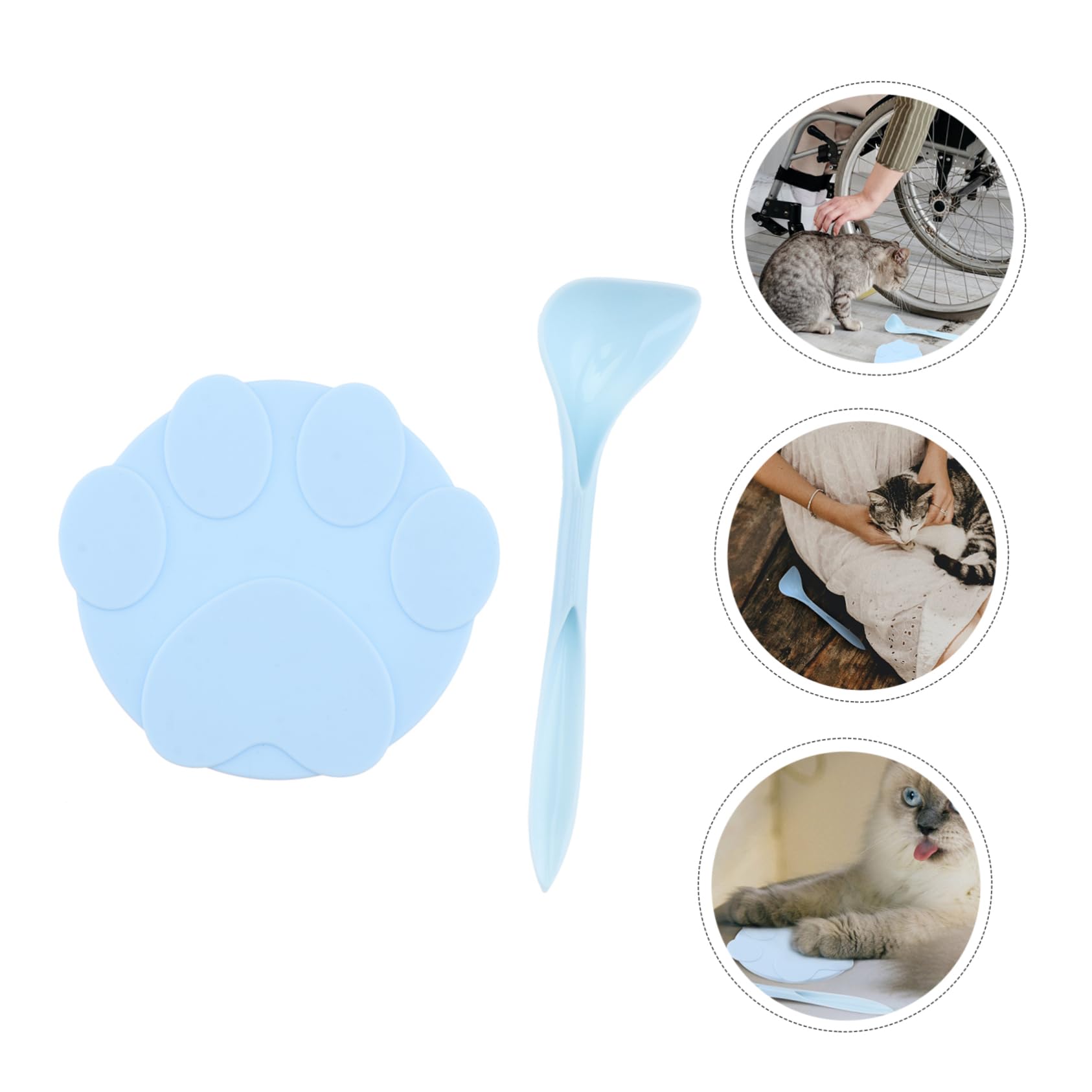 VICASKY 1 Set Pet Feeding Spoon Can Lids Pet Food Lids Sealed Cover and Spoon Silicone Can Covers Blue