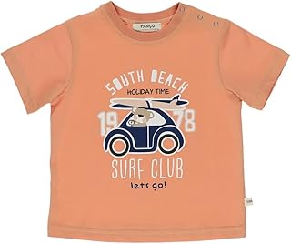 تيشرت مطبوع بأكمام قصيرة، سالمون، لعمر من 6 إلى 12 شهرًا