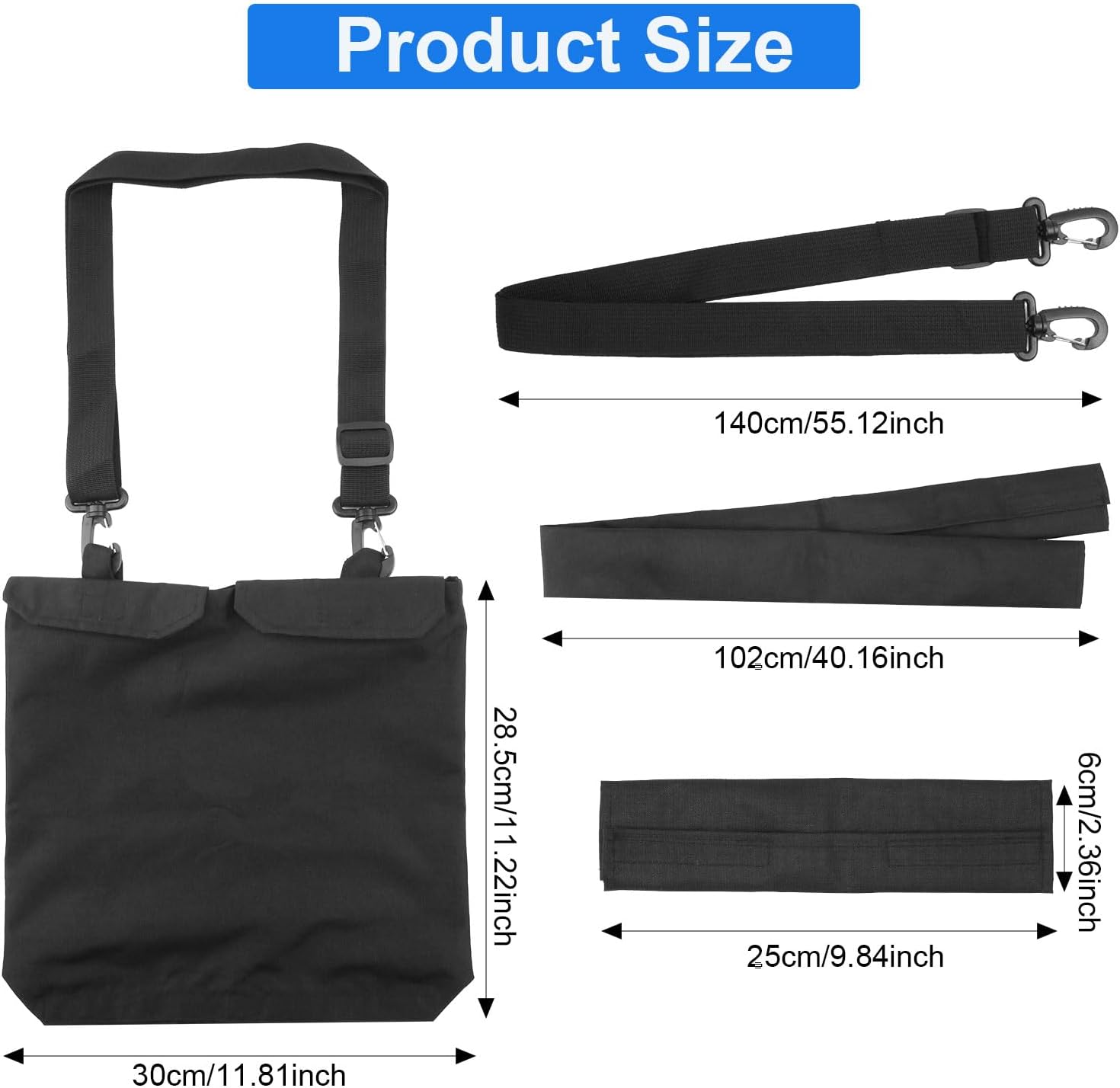 Catheter Bag Holder, Urine Drainage Bag Holder with Catheter Tube Cover, Catheter Bag Covers with Adjustable Shoulder Strap (Black)
