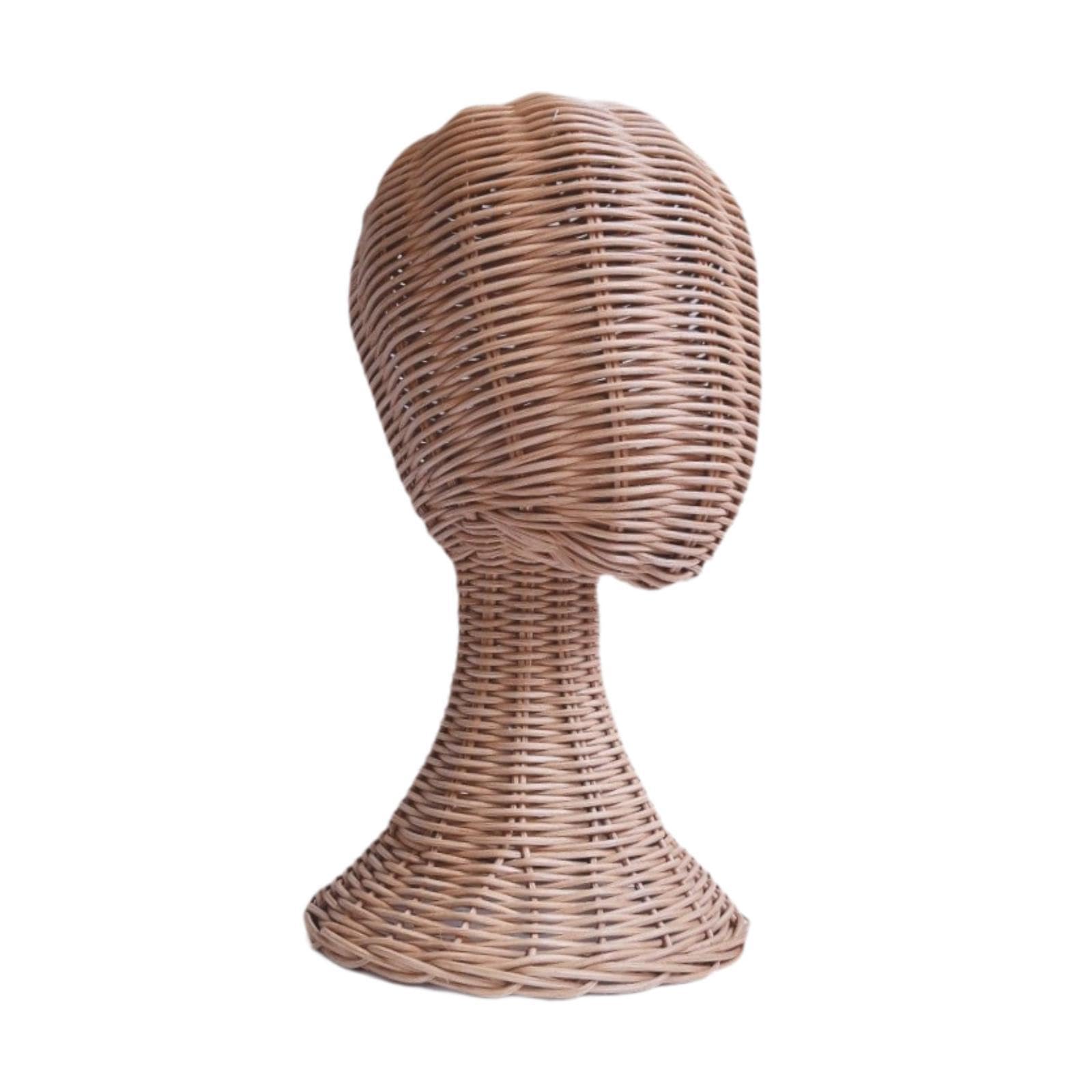 perfk Supporto per parrucca con supporto per testa di manichino, modello di visualizzazione per parrucche in rattan professionale alla moda, porta cappelli,