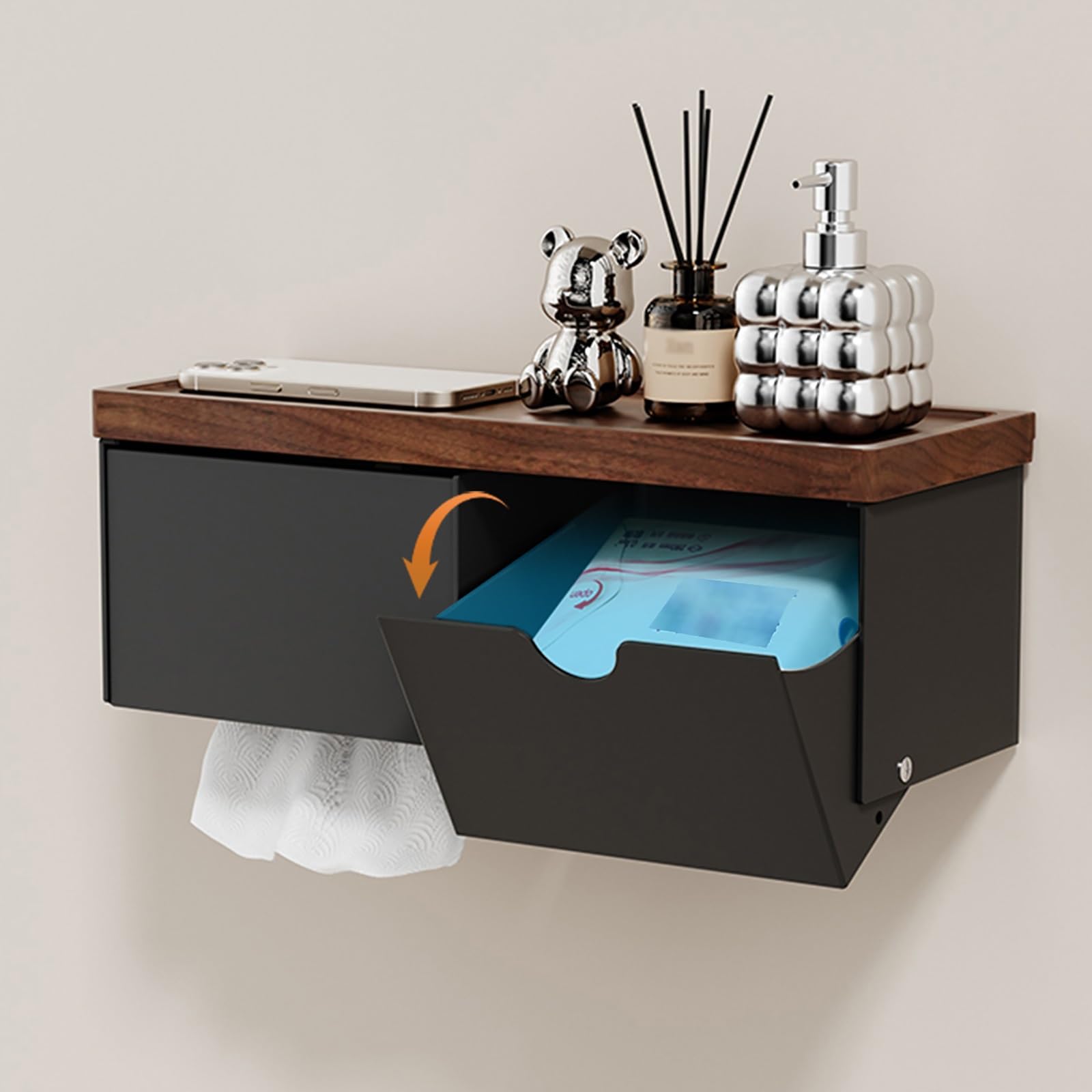Dispensador de Papel, Dispensador Papel Secamanos, Portarrollos Papel Higienico, Porta Papel Higienico de Baño, Soporte Rollo Papel Higienico