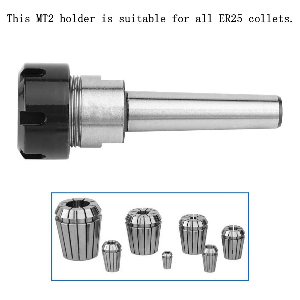 ER25 MT2 M10 Porte-mandrin, 1 mm-16 mm Porte-mandrin à pinces coniques Acier au carbone CNC Adaptateur d'arbre de fraisage utilisé sur la fraiseuse, perceuse, tour