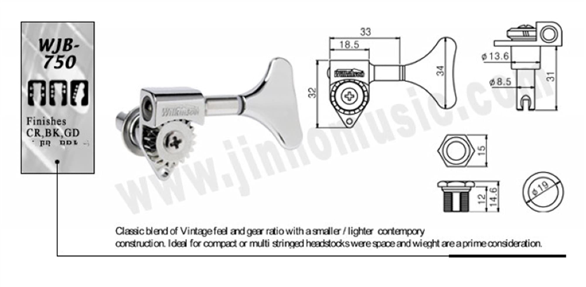 Nueva máquina eléctrica de Guitarra de Guitarra Cabezas para sintonizadores de Guitarra Pinza de Ajuste Abierto Cromo Plata Clavijas Afinación (Color : Silver 4R1L)