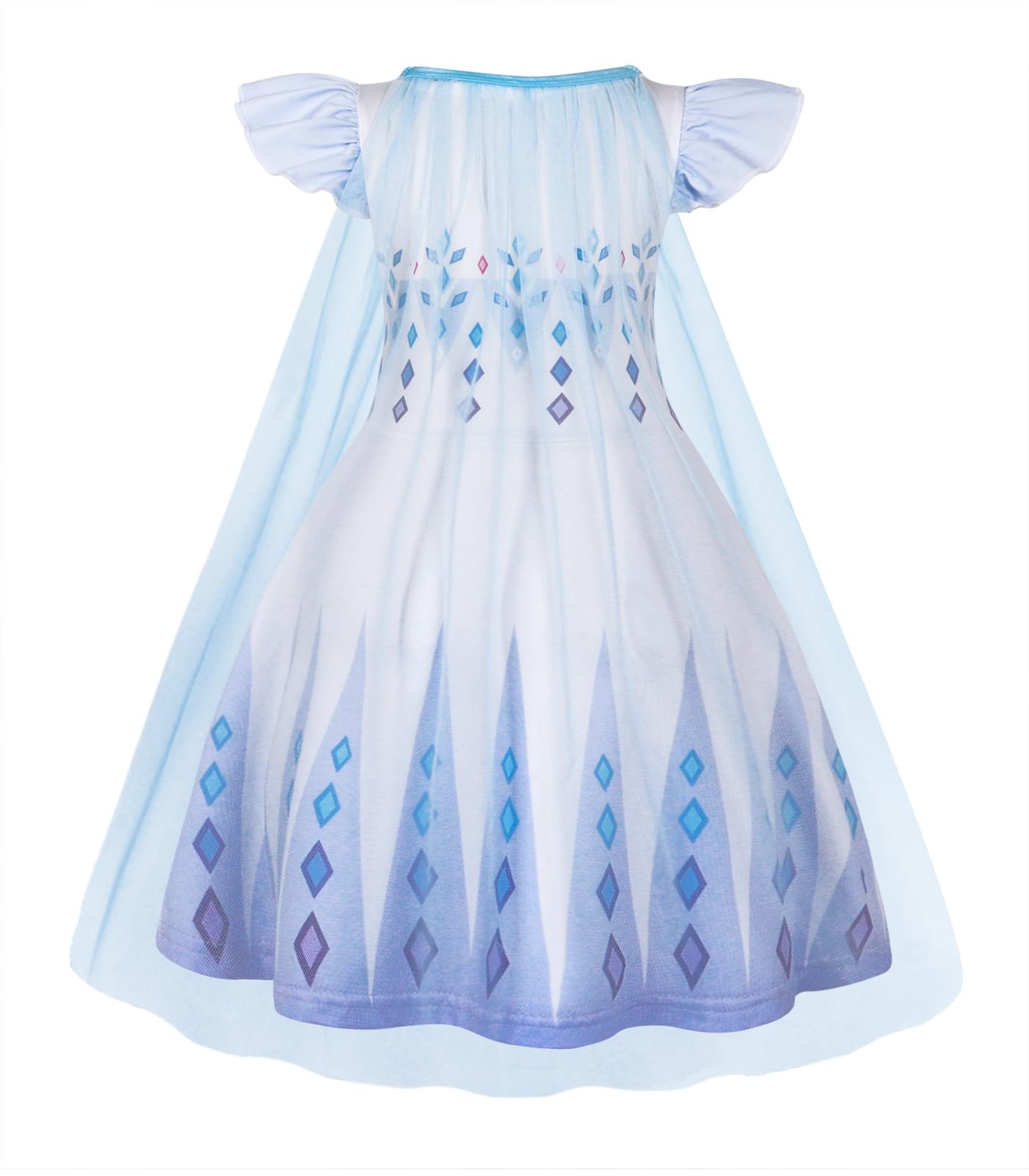 Jurebecia Princess Dress Fancy Dress with Cape Princess Costume for Halloween Chrismas White 7-8 Years - Image 2