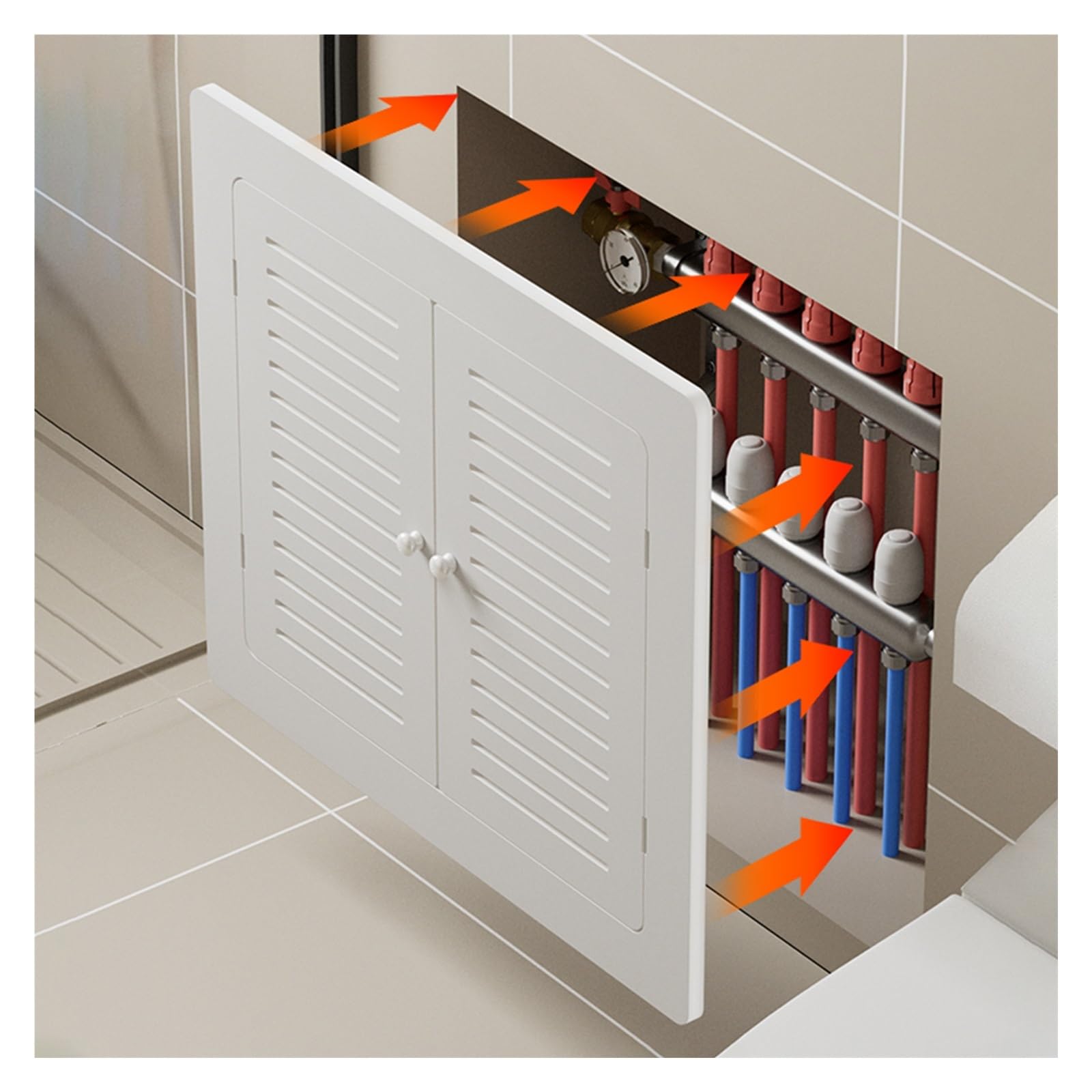 Puerta de Acceso para fontanería empotrada - Panel de Acceso de Pared Universal con manija, fácil instalación para áticos, Cables eléctricos y Cubierta de cableado, 60x65cm (24x26in)