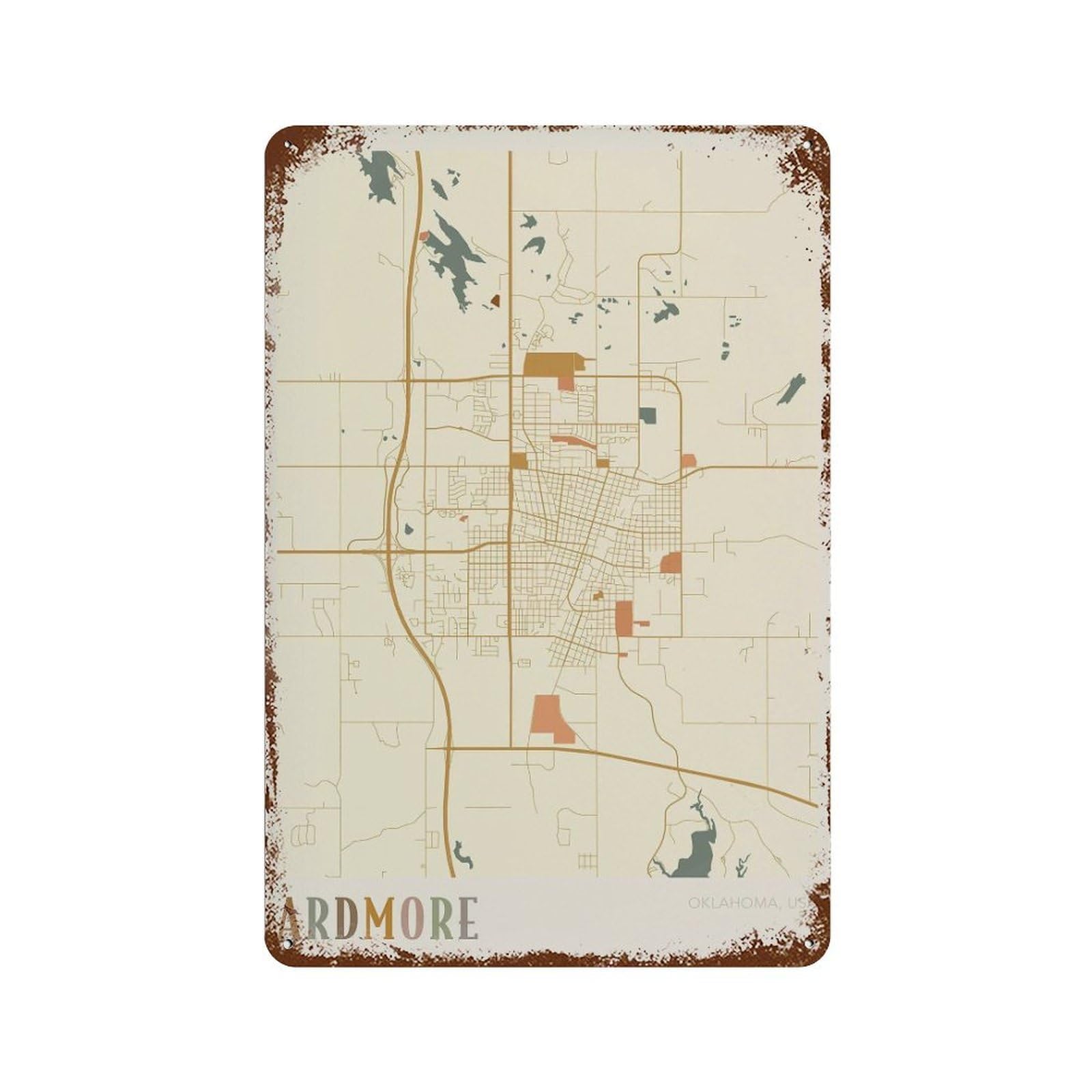 xiaoxiaoshen Ardmore Map Oklahoma Travel Gift Boho (2) Wall Decor Art Metal Tin Poster Modern Home Decor Art Home Bar Shop Decorations Vintage Sign 30x20cm