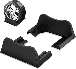 Colingmill 2 Pcs Car Tire Display Stand Wheel Display Rack Adjustable Width Rim Storage Wheel Rim Holder Tyre Stand Base Tire Tray Base for Exhibition Shop Garage Trade Show, Black