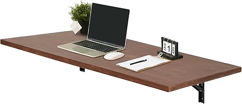 MCombo Banco de trabajo montado en la pared con mesa de madera maciza para garaje, lavandería, mesa de trabajo plegable para el hogar, oficina,