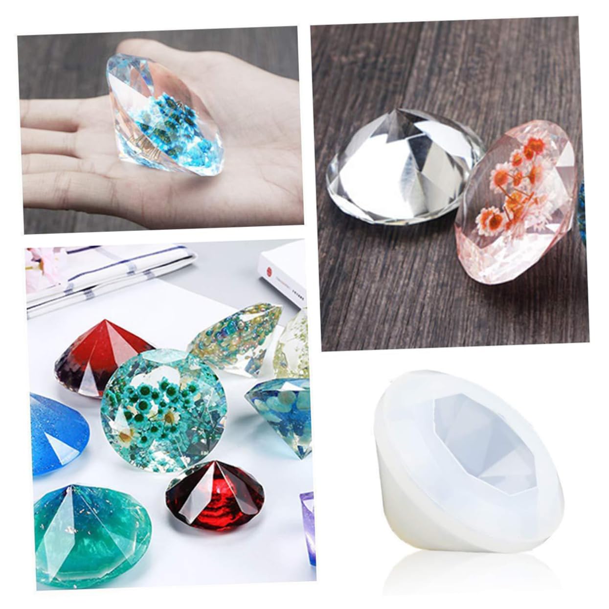 18stücke Silikonformen Für Harz Transparent Diy-schmuckformen Gießformen Für Epoxidharz Kugel Kubische Diamantpyramide Formen Mit Holzstäbchen Und Messbecher