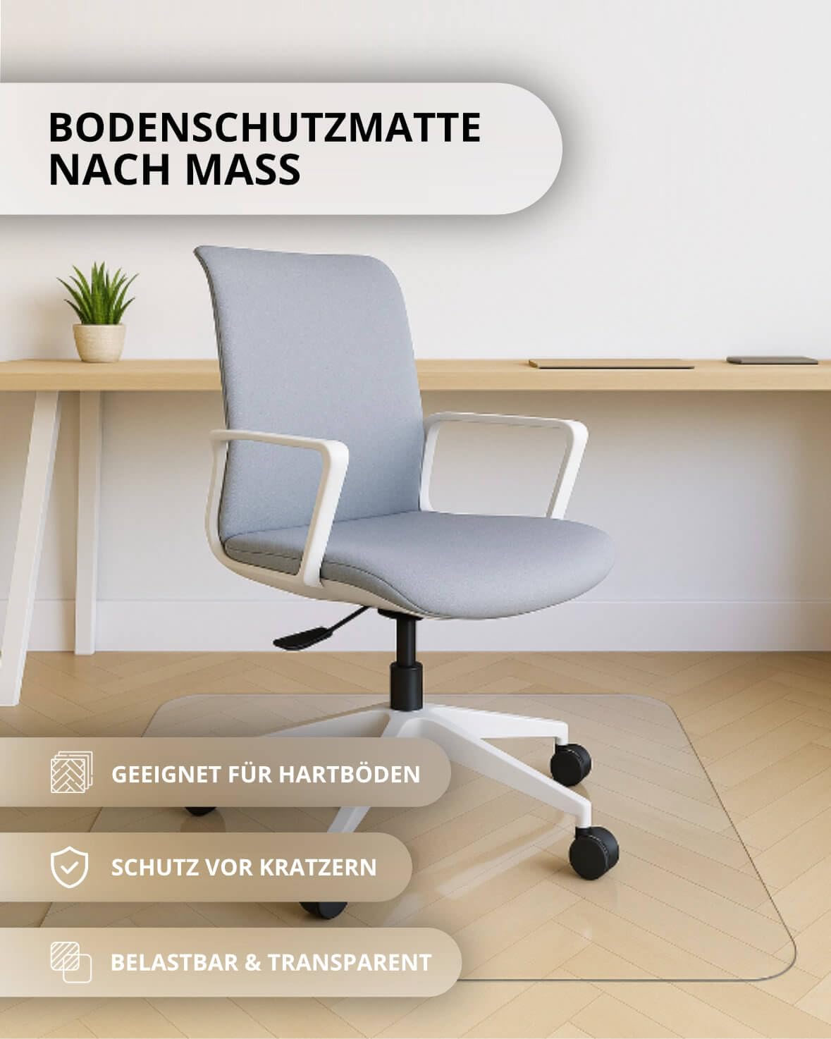 PROFOLIO Bodenschutzmatte – Premium Schutzunterlage für Büro & Homeoffice - Rutsch & Rollenfester Kratzschutz für Hartböden - Bürostuhlschutz