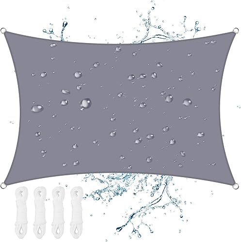 Neween Toldo rectangular impermeable con bloqueo UV para patio y jardín al aire libre (6 x 10 pies, gris)