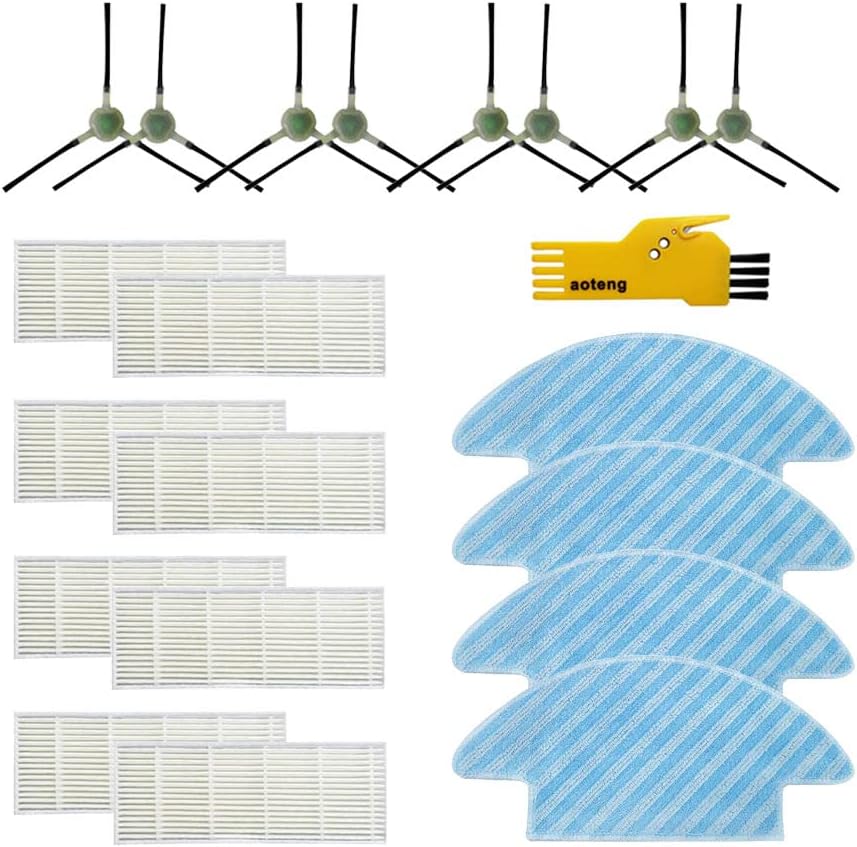 Replacement Accessories Kit for Lefant M210 OKP K2 OKP K3 Lefant M210B M213 M213S M210S Robot Vacuum Cleaner 20 Packs 8 Filters & 8 Side Brushes & 4 Mop Cloths