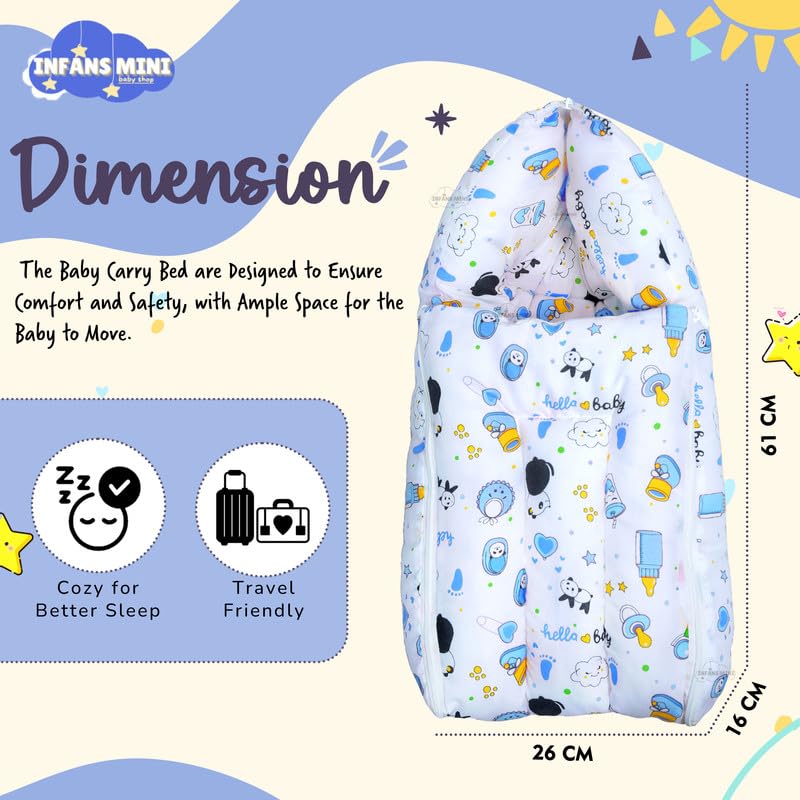 Image of Baby Bed, Sleeping Bag & Carry Nest Cotton|3 in 1 Convertible Portable Bassinet-Nest|Unisex New Born Sleeping Bed for 0-6 Months (Panda Blue)