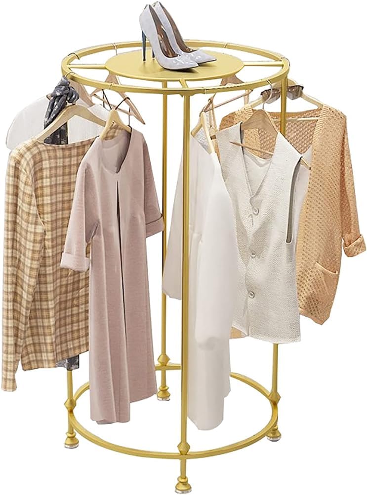 YNBSHGAA HeavyDuty Metal Clothes Rack with Storage Shelf Freestanding Garment Rail 20kg Capacity Display Stand for Retail Boutique Home nization & SpaceSaving Solutions,Gold