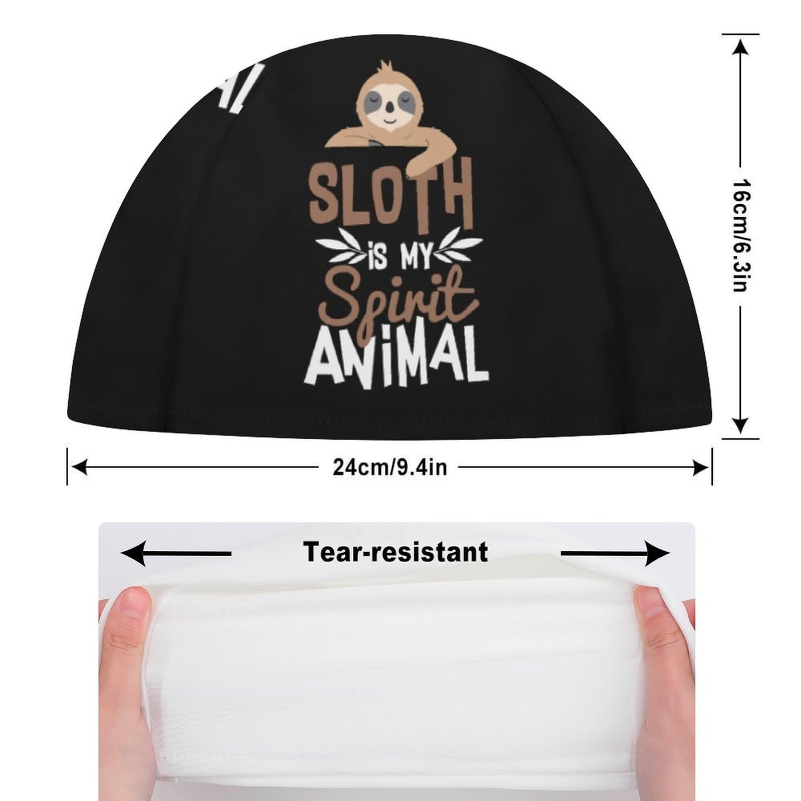 Sloths Spirit Animal Adult Swim Caps Waterproof Bathing Cap Comfy Swimming Hat for Long and Short Hair