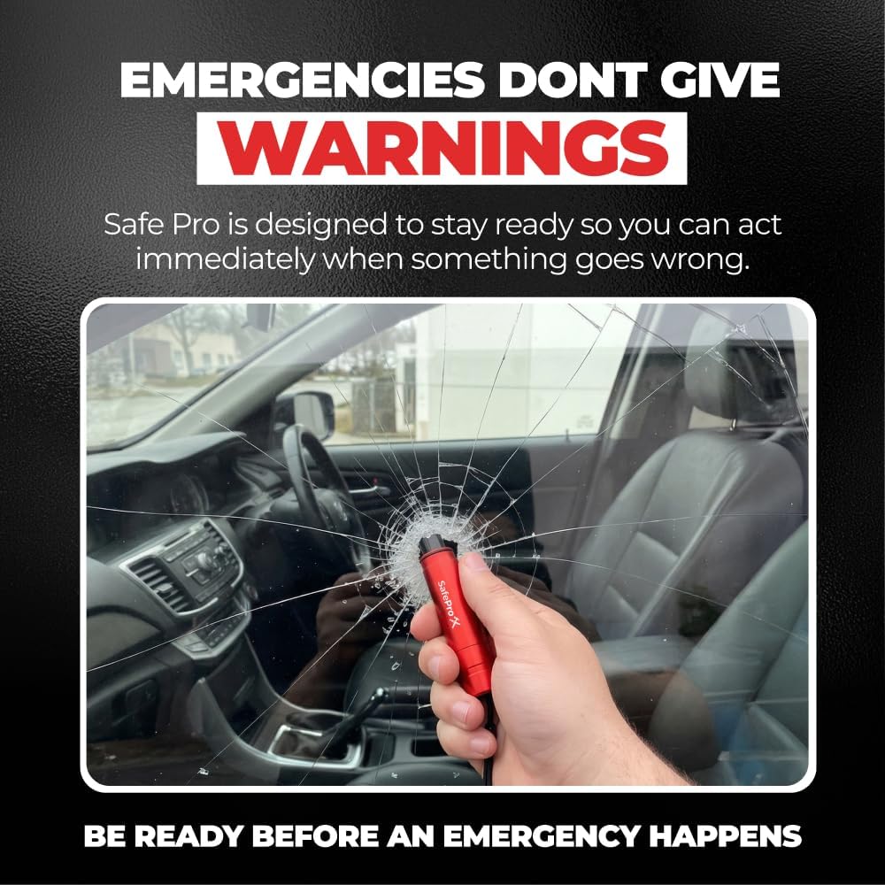 Marteau d'urgence pour Voiture - Brise-vitre et Coupe-Ceinture - Outil de Sauvetage Compact pour Une Aide Rapide aux Accidents et la sécurité Lors de Vos déplacements