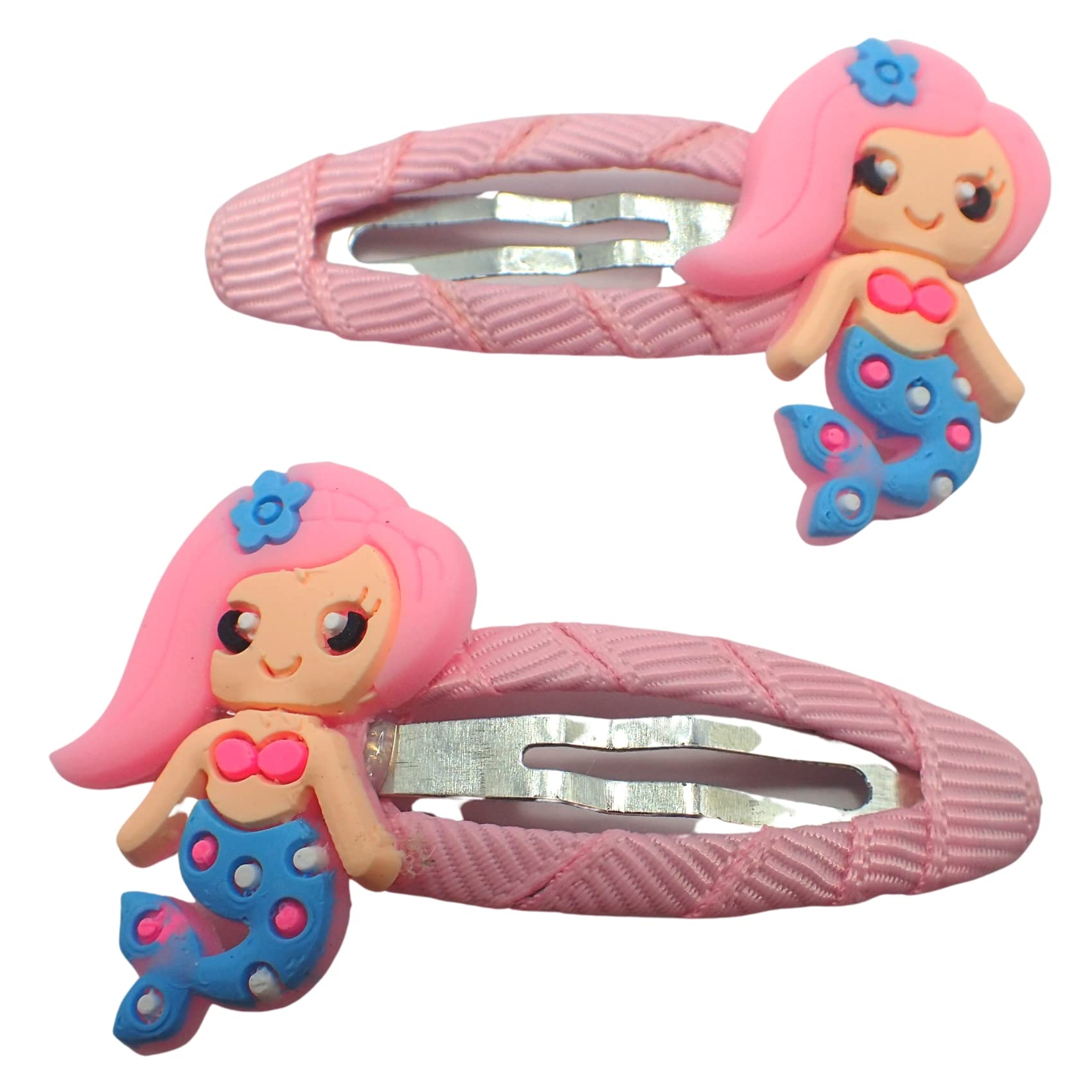 Topkids Accessories Pink Mermaid Ribbon Wrapped Snap Hair Clip Small Hair Clips Girls Hair Accessories Baby Hair Clips Girls Hair Clips Mini Hair Clips Toddler Clips Pin Curl Clips (Pink Mermaid)