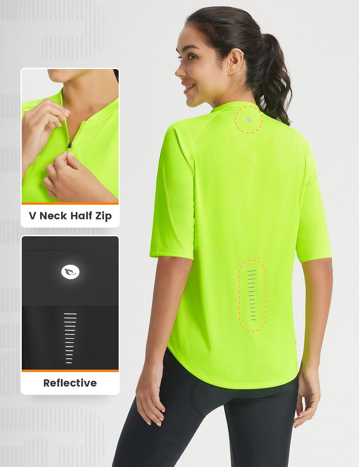 baleaf Women's Cycling Jersey Half Sleeve Bike Shirts Quick Dry Half Zip Biking Tops UPF 50+ Pockets Workout Runing Hiking