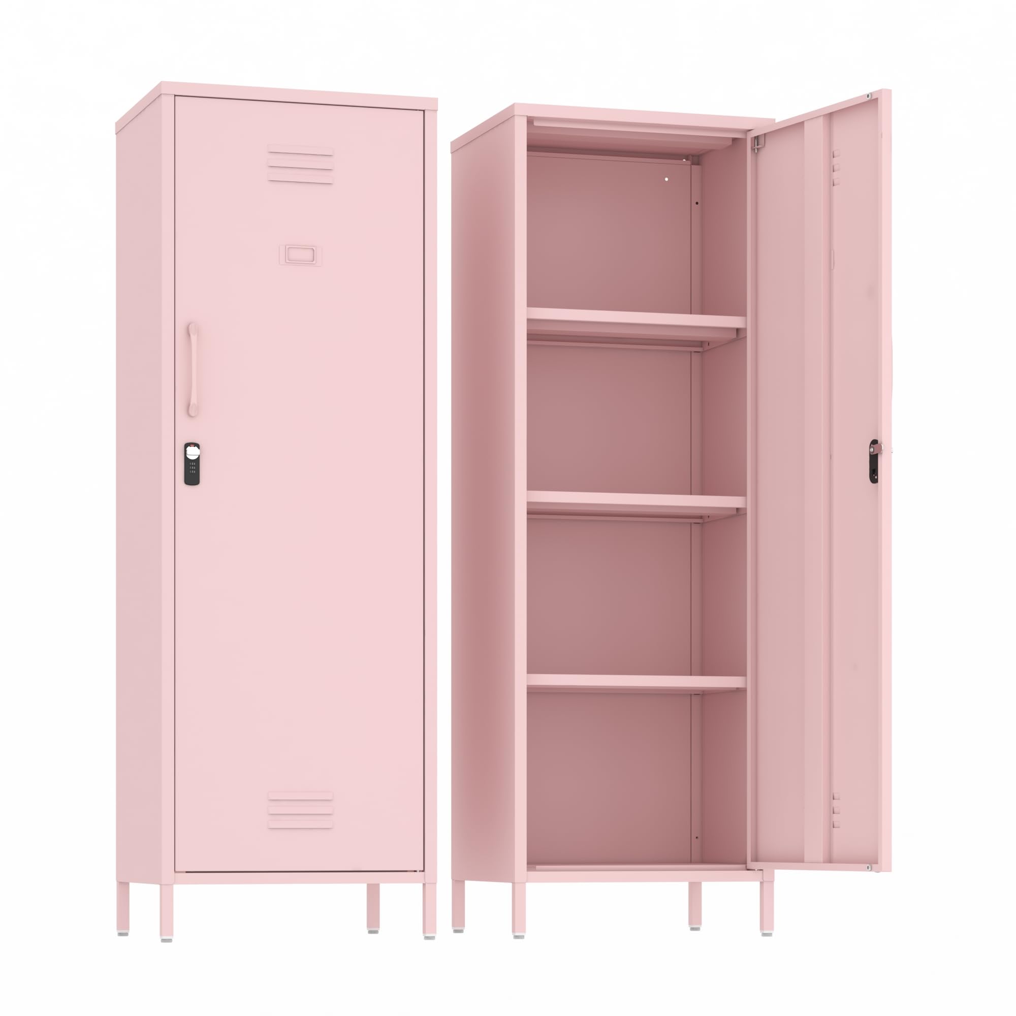 Epochsteele Metal Pantry Storage Cabinet Locking Storage Cabinet Office Storage Cabinet for School Gym Kitchen (Pink)