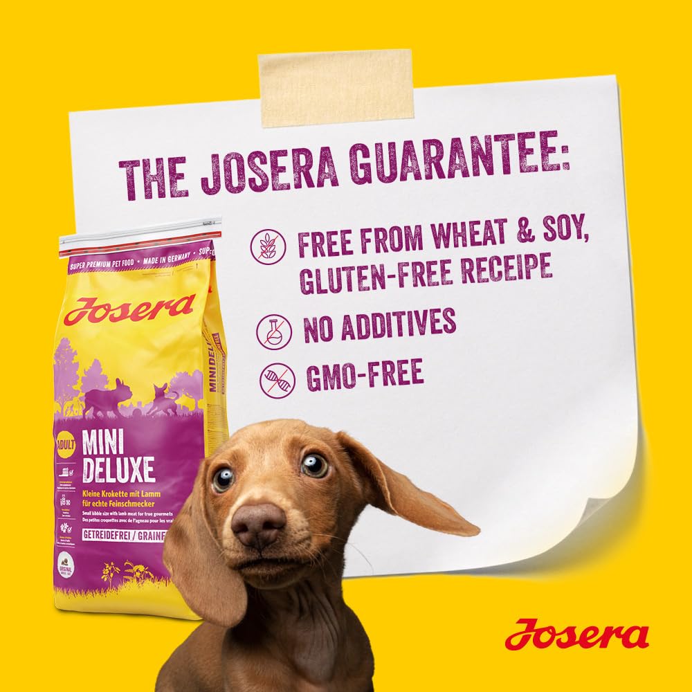 JOSERA Mini jagnięcina dla dorosłych (3 x 3 kg), sucha karma premium dla dorosłych psów małych ras, ze słodkimi ziemniakami, ziołami i owocami, małe krokiety, ekstra tolerowana, bez zbóż, 3 sztuki w
