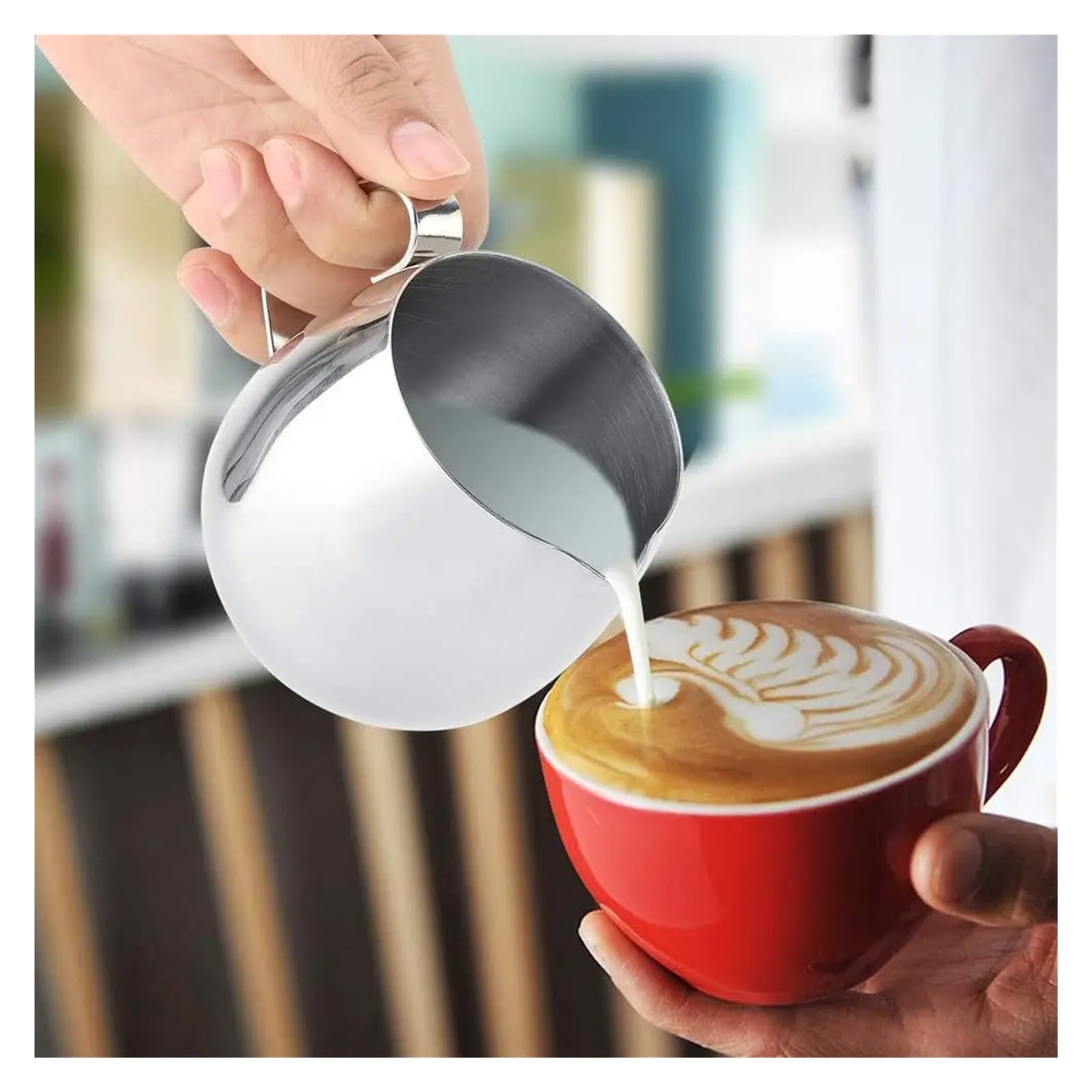Jarra for espumar leche de acero inoxidable 10 oz - Boquilla precisión 300 ml for Latte Art(300ml-gold)
