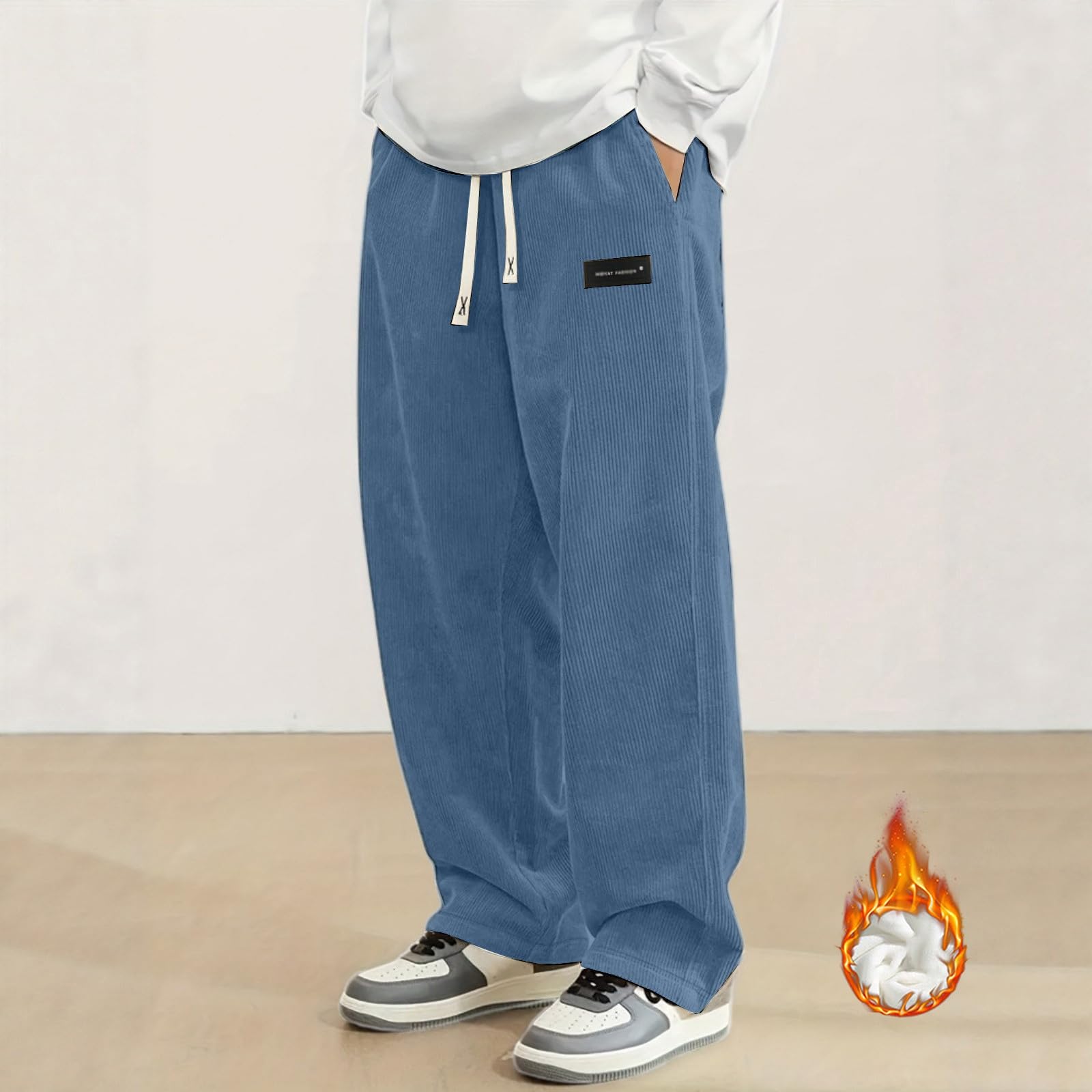 Generisch Cordhose für Herren mit weichem Fleecefutter winterlicher Komfort Bequeme Passform modische Hose für jeden