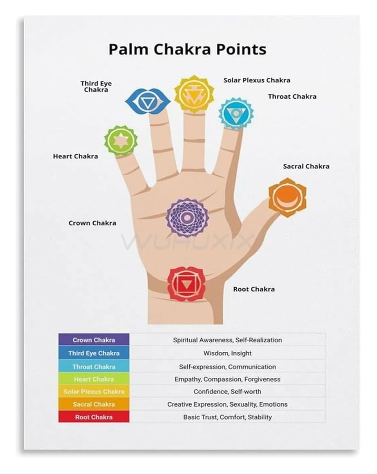 NWPNLXEA Spiritual Reference Palm Points Poster Map for Space Framed,12x18inch(30x45cm)