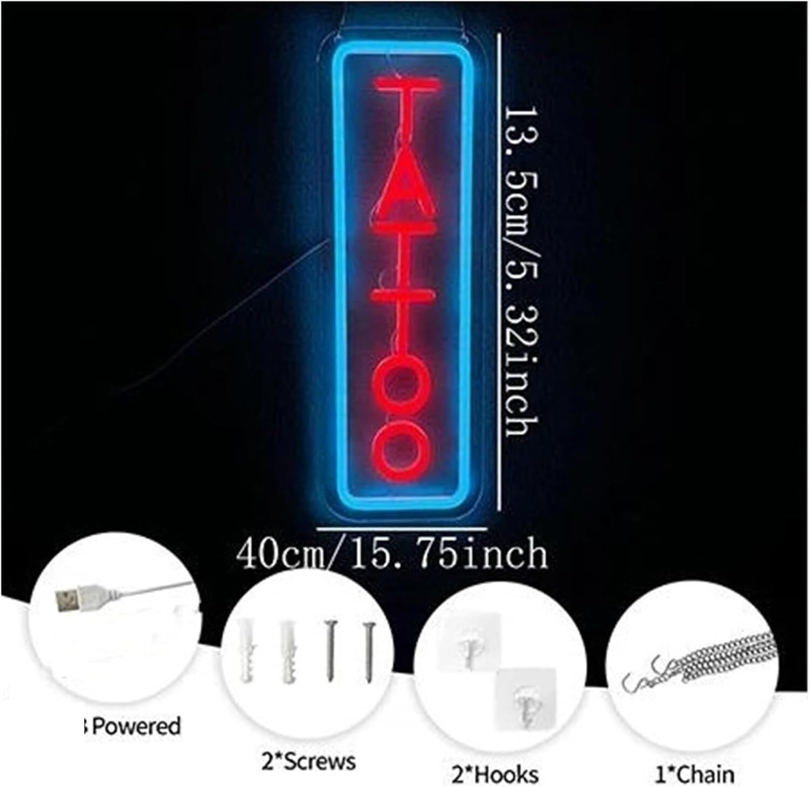 Señal de luz de neón Letrero Luminoso de neón con diseño Tatuajes, Regulable y Ambiente Relajante para Estudios(A)