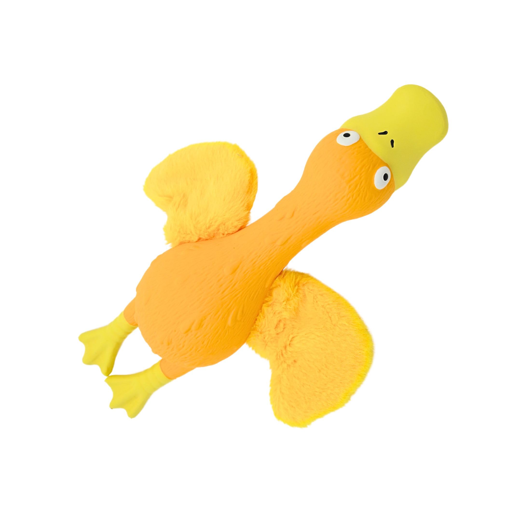 - Willy The Duck Yellpw Plush, Head Tilting Squeaky Toy for All Dog Sizes, Non-Toxic Rubber, Crinkle Paper Wings for Extra Fun for Dogs & Cats | Bye Bye Birdie Collection