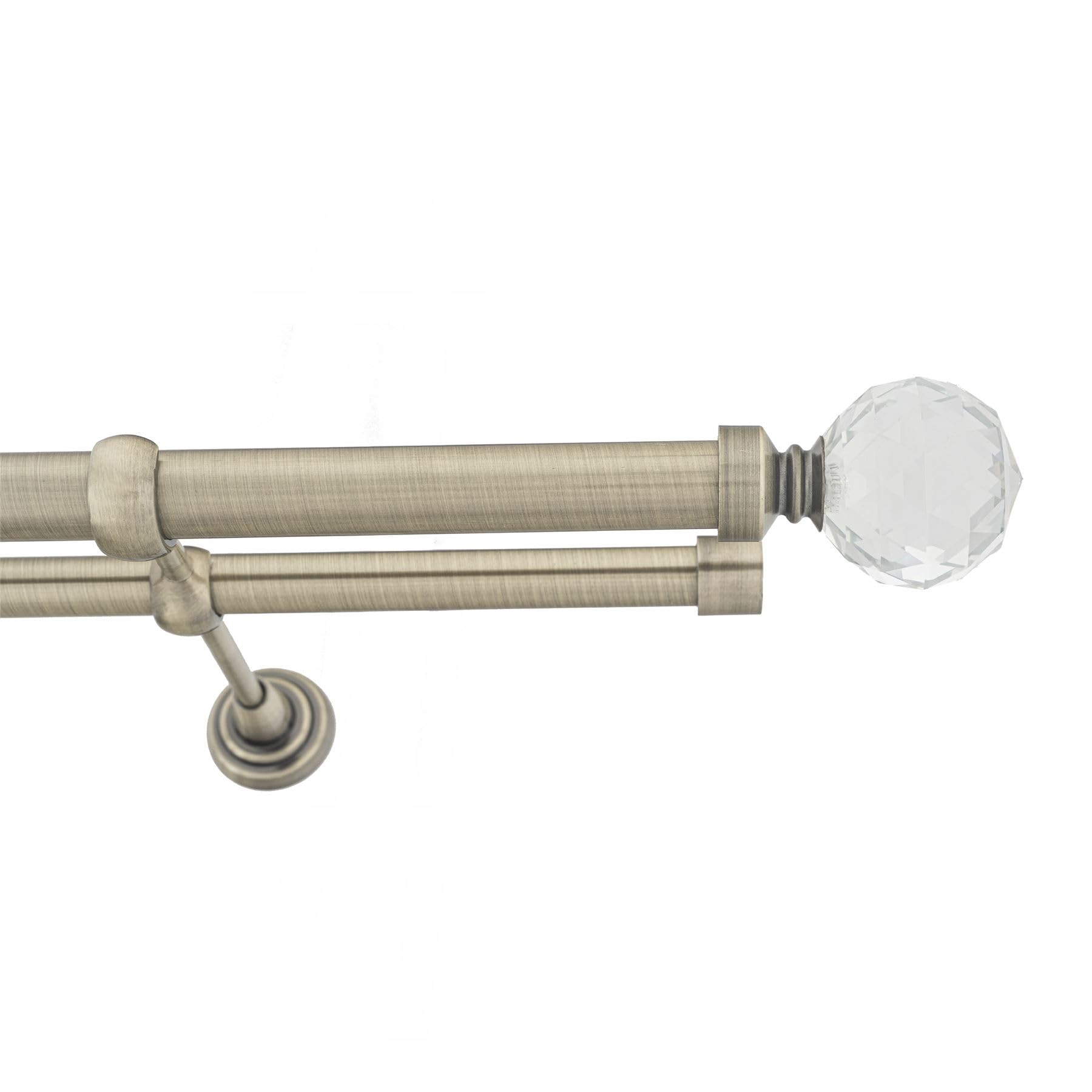Ianpav Beluna Double Metal Curtain Pole 25/19Mm With Finials Rod Classic Brackets 195Cm Antique Brass