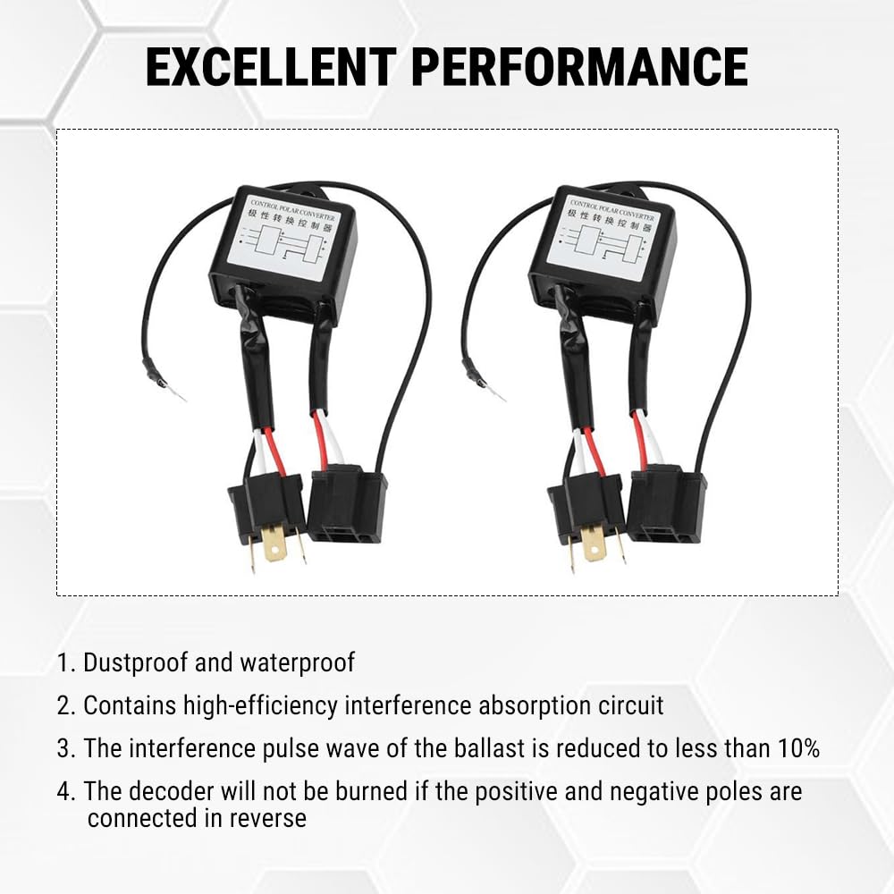 Convertitore di Polarità, 2 Pezzi Invertitore di Polarità, LED/HID Interruttore Negativo Adattatore per H4, Convertitore Negativo Polare, per Tutti i Tipi di Auto