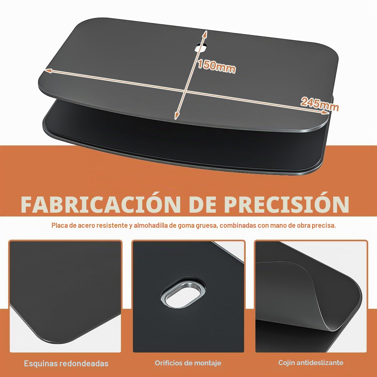 Hemudu Placa de Refuerzo de Montaje en Monitor para Mesa Delgada, Vidrio y Otros Paneles Frágiles, Placa de Soporte de Acero se Adapta a la Mayoría de Soportes de Monitor C Instalación de Abrazadera
