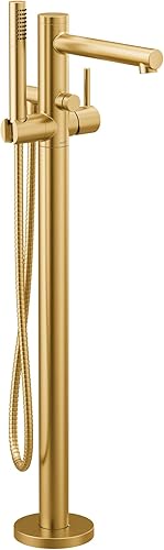 Moen 395BG Align - Llenador de bañera independiente con una sola manija con ducha de mano, oro cepillado