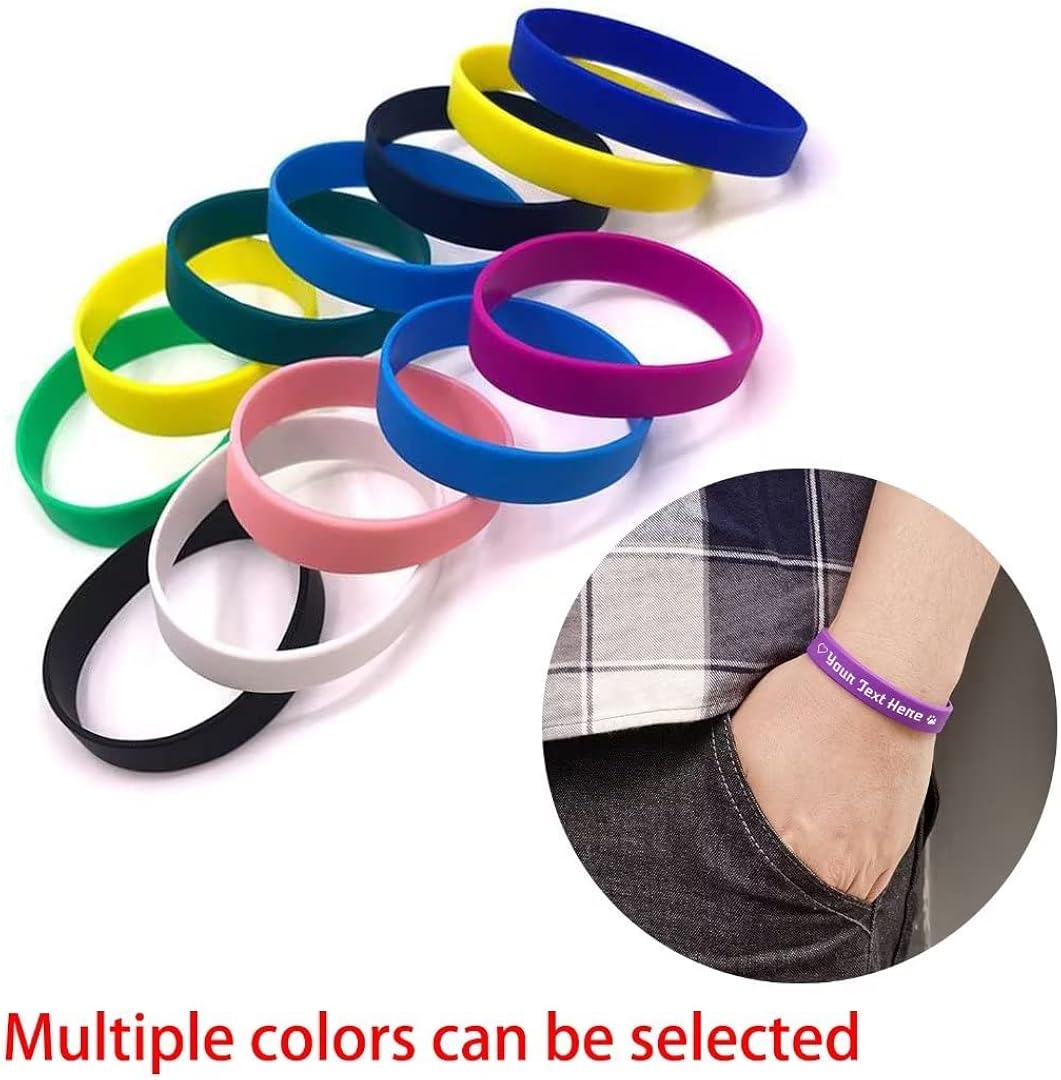 Wellproof Personalized Silicone Wristbands Bulk, Custom 1/2 "Rubber Bracelet with Text Message