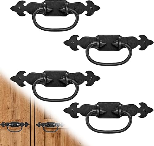 Miniatura 8 de Borderland Rustic Hardware Tirador o manija decorativa de hierro forjado a mano de 8 pulgadas  Serie Hacienda acabado negro  para puertas correderas