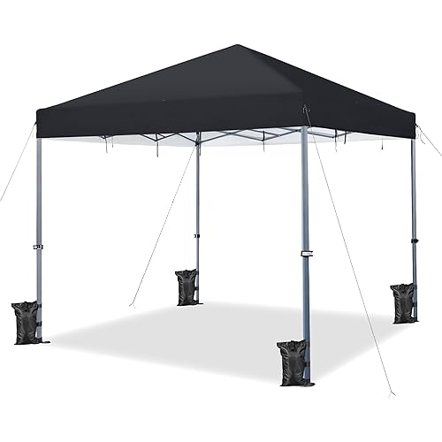 Yaheetech 12x12 Pop Up Canopy Easy Set-up Tent, Portable Outdoor Canopy Instant Tent, Heavy Duty Commercial Gazebo with Wheeled Carry Bag & 4 Sandbags for Home, Party & Outdoor Activities, Black