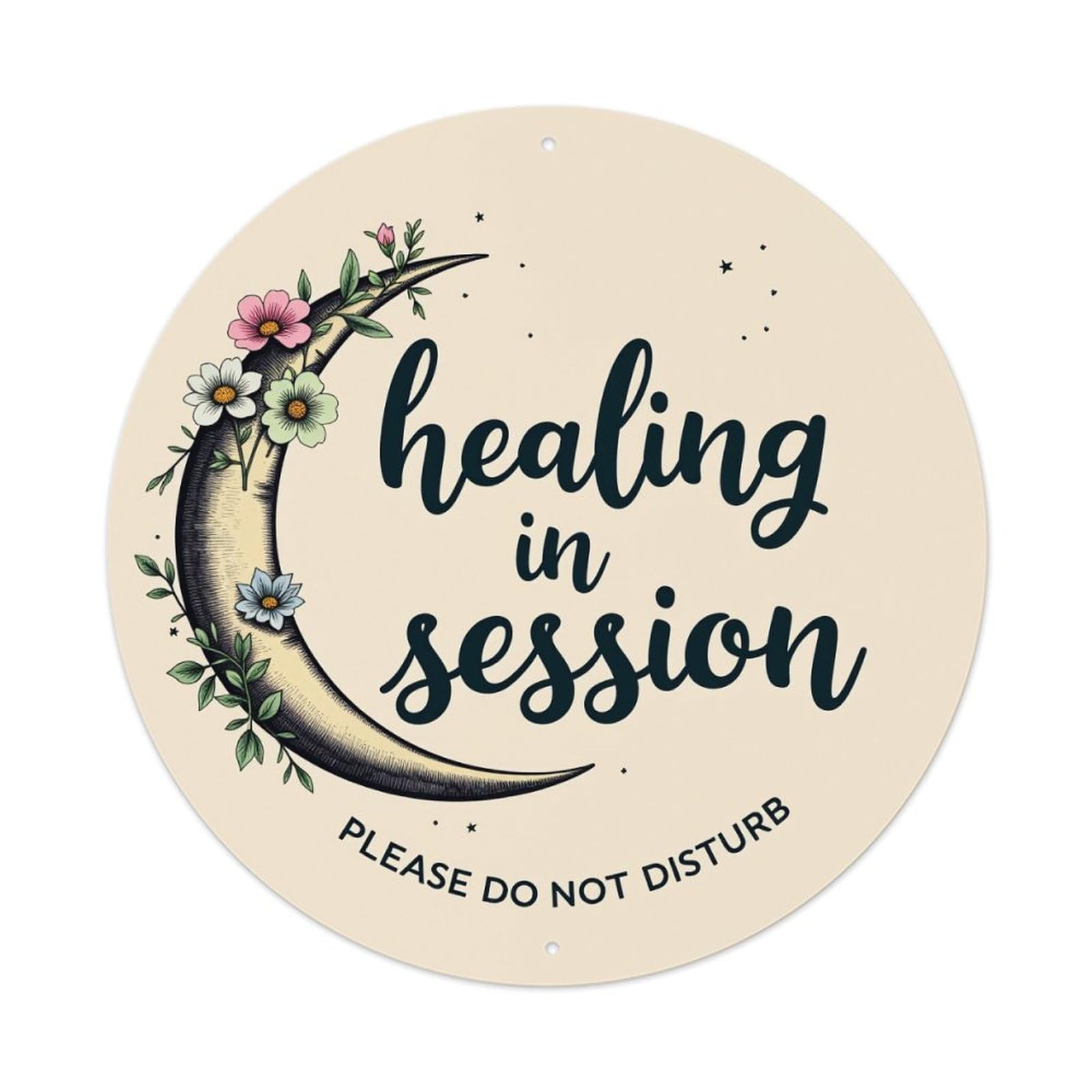 Healing In Session Please Do Not Disturb Round Tin Sign Vintage Metal Poster, Home Bar Garage Man Cave Cafe Indoor & Outdoor Wall Decoration 8x8Inches