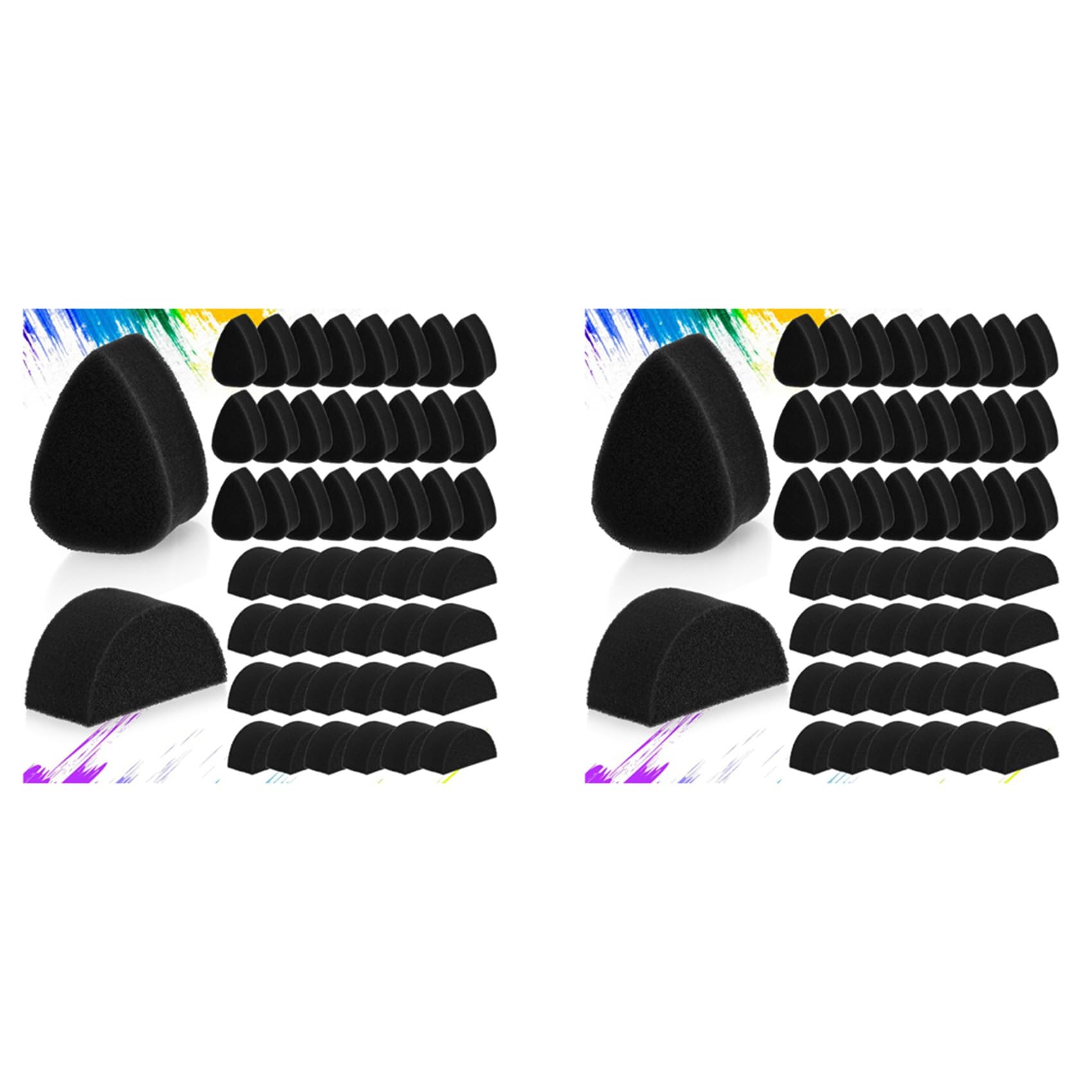 Onchdbfhuu Face Paint Sponges Face Painting Black Sponges High Density for Art Work and Body Paint (48 Petals + 48 Half Moon)