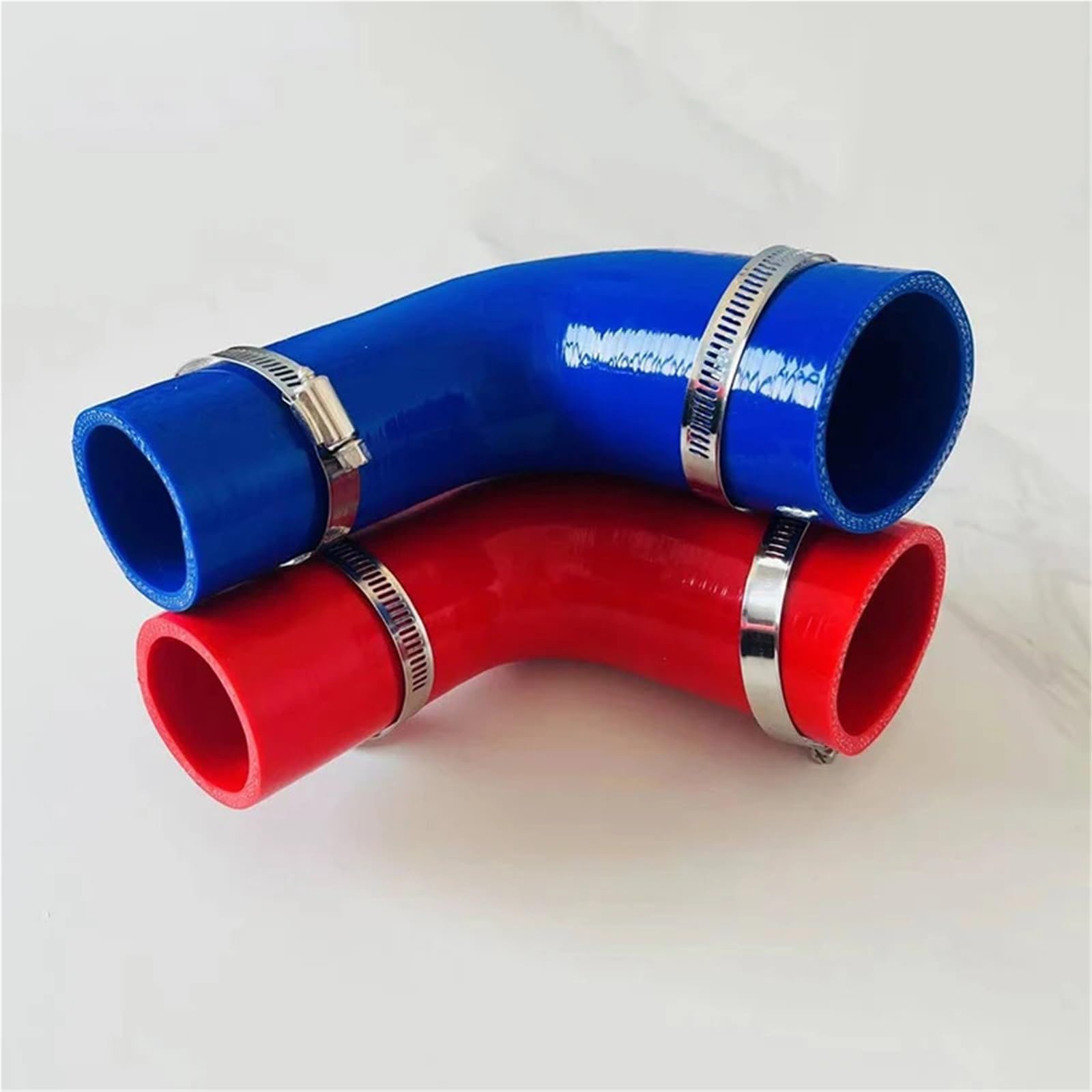 Líneas y mangueras de presión Manguera flexible de silicona, reductor de 90 grados, diámetro variable, para entrada de aire, alta presión con 2 abrazaderas Manguito Turbo(BLUE,ID45-51mm)