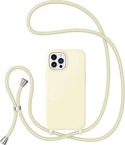 ZTOFERA Funda para iPhone 12 Pro Max con correa, funda cruzada para teléfono con cordón ajustable para el cuello para el hombro, silicona suave a