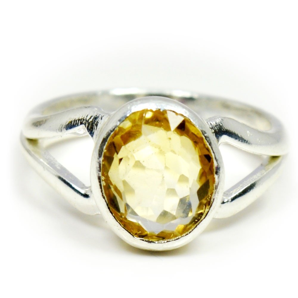 55Carat55Carat Natural Citrine Silver Ring for Men 7 Carat Oval Shape Astrological Size 5,6,7,8,9,10,11,12,13