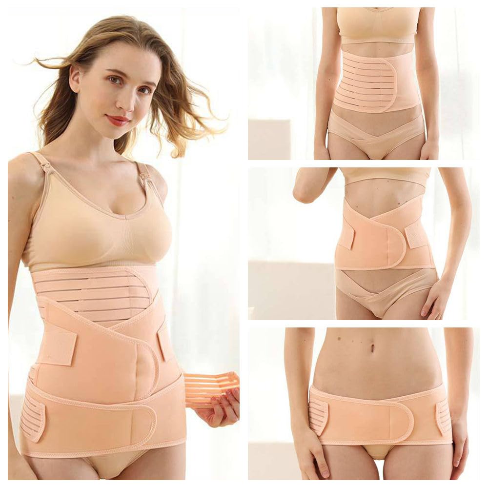 Bauchgurt Nach Geburt 3 in 1 Postpartum Gürtel für Damen Postpartale Bauch Unterstützung Rückbildungsgürtel Kaiserschnitt Erholung Bauchband Nach Op Postnatal Belly Belt Schwangerschaft(Rosa,M)